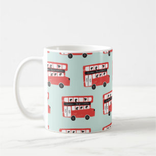 Red London Double Decker Bus Seamless Pattern vint Coffee Mug