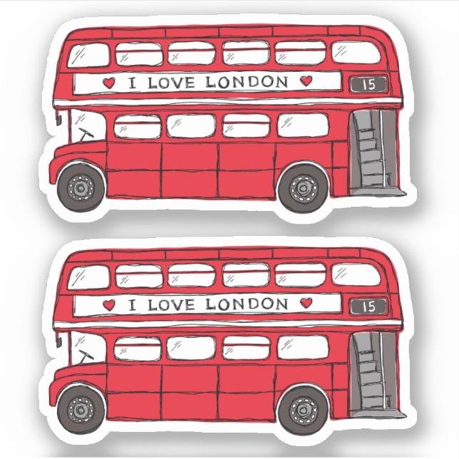 Red London double decker bus Sticker (Front)