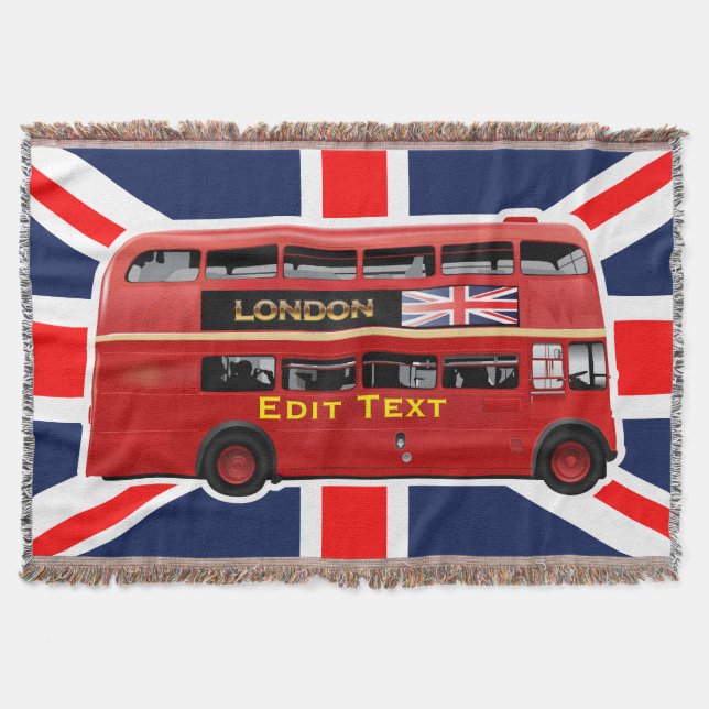 Red London Double Decker Bus Throw Blanket (Front)