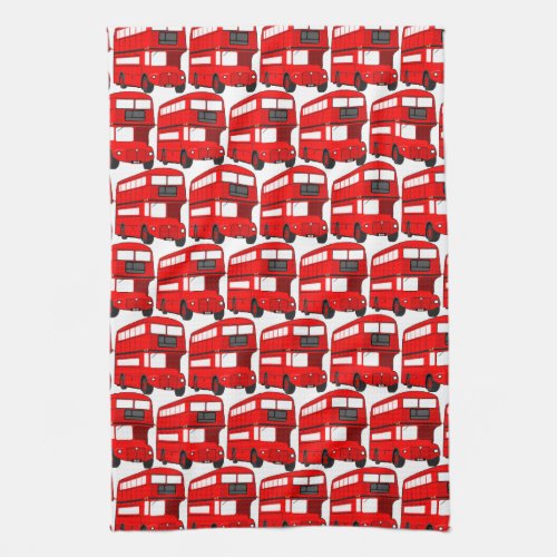 Red London Double Decker Bus Wallpaper Kitchen Towel