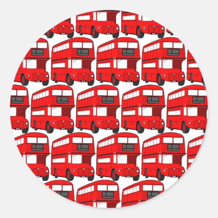 Red London Double Decker Bus Wallpaper Round Sticker