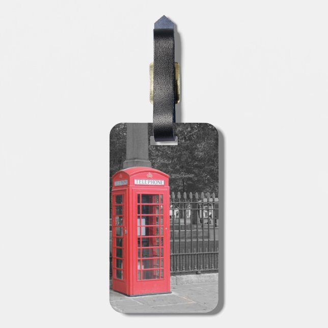 Red London Phone Box Luggage Tag (Back Vertical)