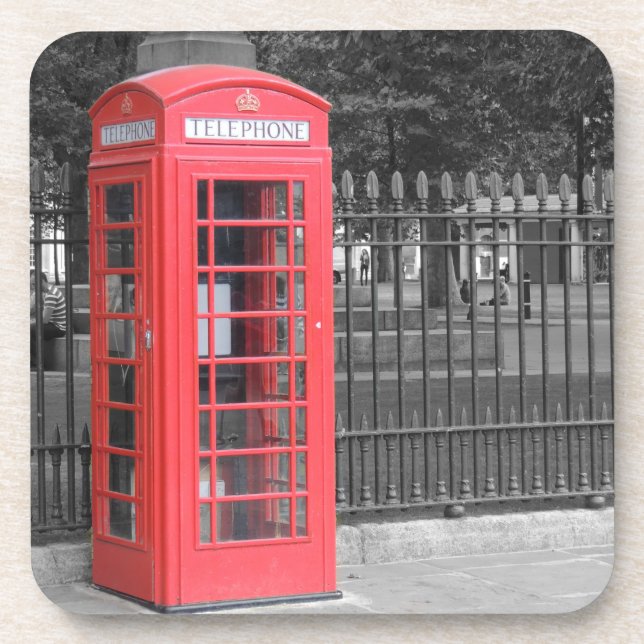 Red London Phonebox  Beverage Coaster (Front)