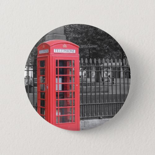 Red London Phonebox Pinback Button