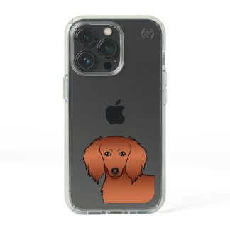 Red Long Hair Dachshund Cute Cartoon Dog Head Speck iPhone 13 Pro Case