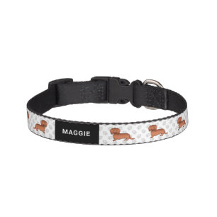 Red Long Hair Dachshund Cute Cartoon Dog & Name Pet Collar