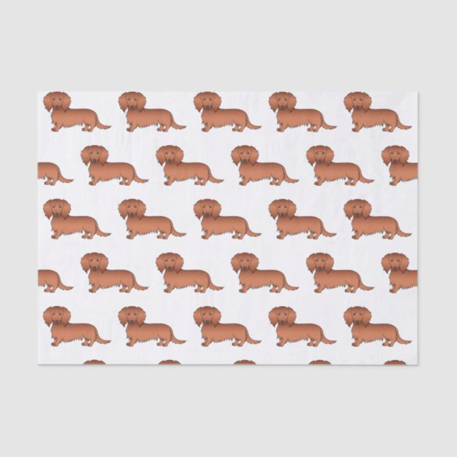 Red Long Hair Dachshund Cute Cartoon Dog Pattern Tissue Paper (Front)