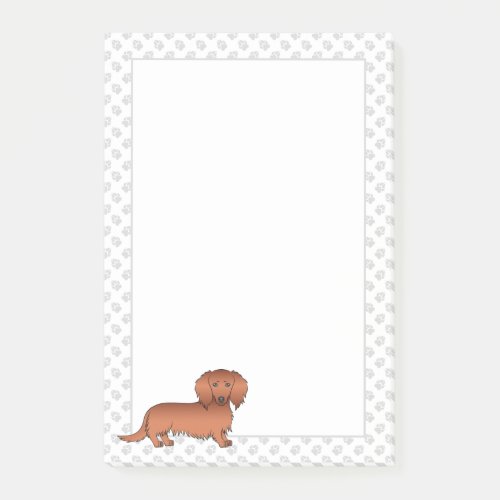 Red Long Hair Dachshund Cute Cartoon Dog  Paws Post_it Notes