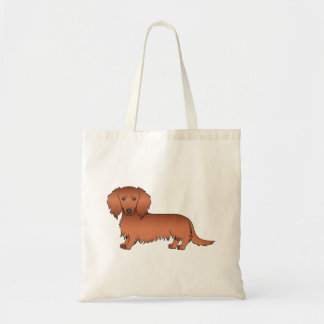 Red Long Hair Dachshund Cute Cartoon Dog Tote Bag