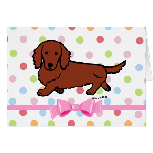 Red Long Haired Dachshund 1 Cards (Front Horizontal)