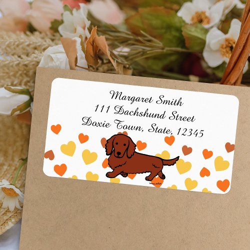 Red Long Haired Dachshund 1 Label