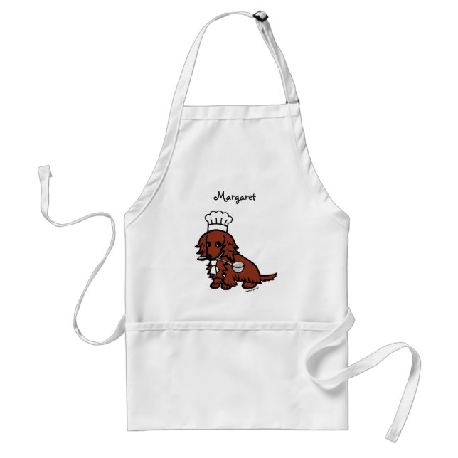Red Long Haired Dachshund Chef Adult Apron (Front)