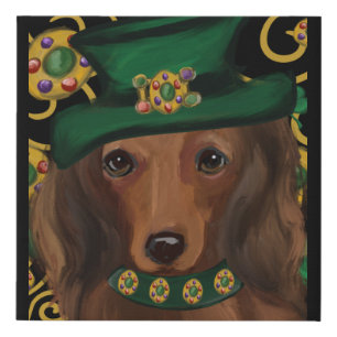 Red Long Haired Dachshund   Faux Canvas Print