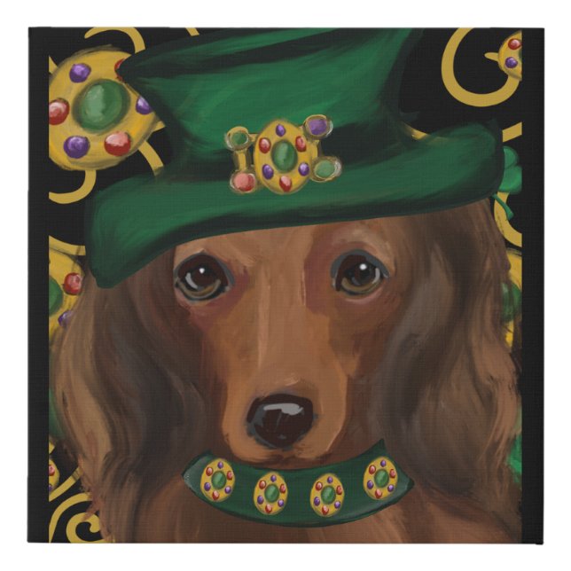 Red Long Haired Dachshund   Faux Canvas Print (Front)