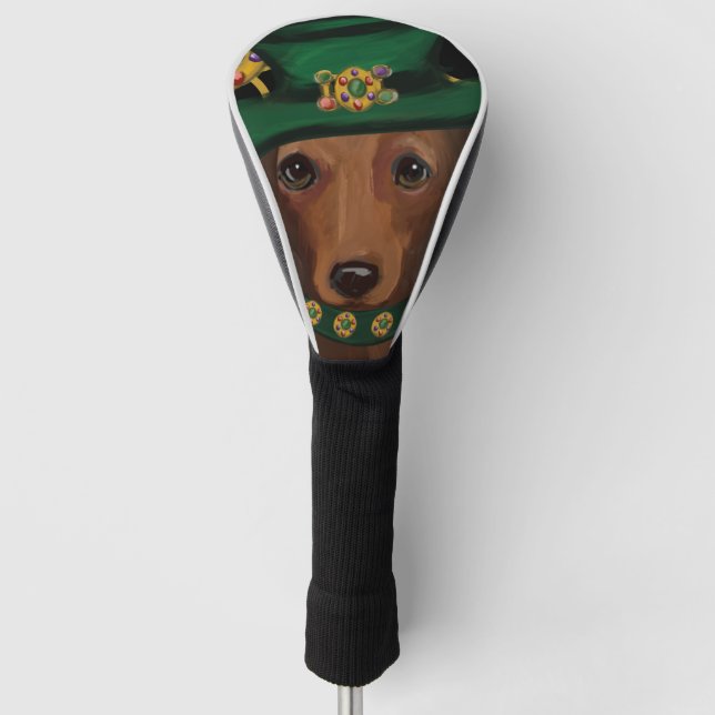Red Long Haired Dachshund        Golf Head Cover (Front)