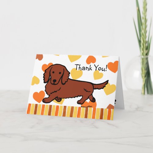 Red Long Haired Dachshund Thank You
