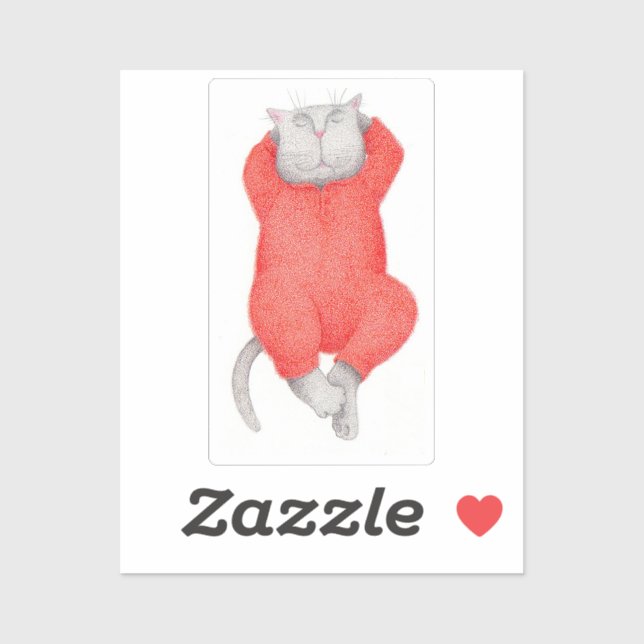 RED LONG JOHNS CAT 2"X2" Vinyl Sticker  (Sheet)