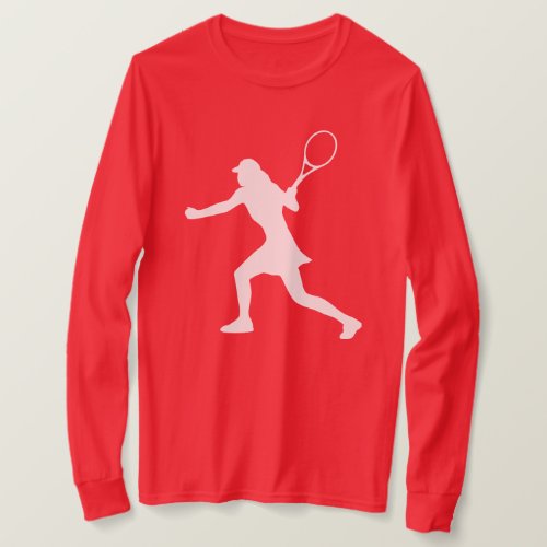 Red long sleeve tennis sport shirt for women