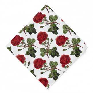 Red Long Stem Rose Pattern Bandana