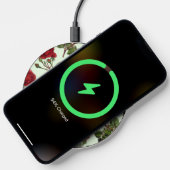 Red Long Stem Rose Pattern Green Background Wireless Charger (Phone)