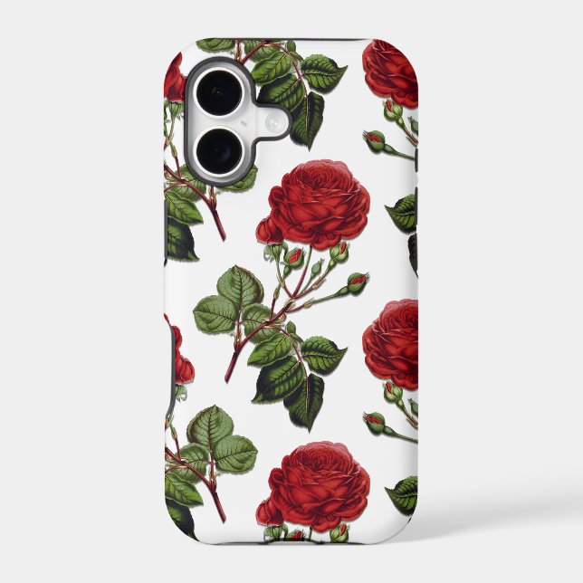 Red Long Stem Rose Pattern Iphone Case (Back)