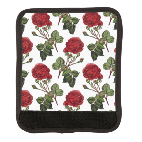 Red Long Stem Rose Pattern Luggage Handle Wrap