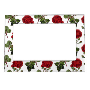 Red Long Stem Rose Pattern Magnetic Frame