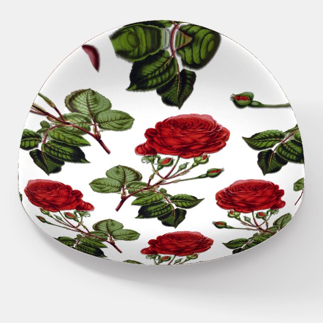 Red Long Stem Rose Pattern Paperweight (Angled)