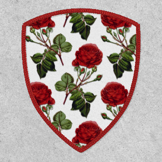 Red Long Stem Rose Pattern Patch