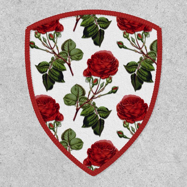 Red Long Stem Rose Pattern Patch (Front)