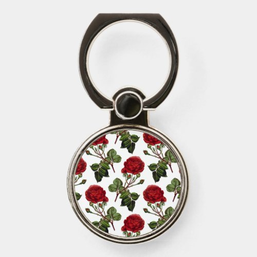 Red Long Stem Rose Pattern Phone Ring Stand