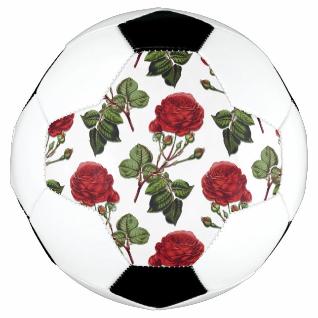 Red Long Stem Rose Pattern Soccer Ball (Front)