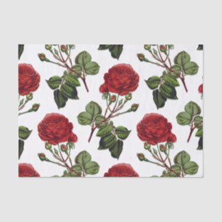 Red Long Stem Rose Pattern Tissue Paper