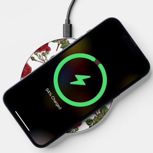 Red Long Stem Rose Pattern Wireless Charger (Phone)