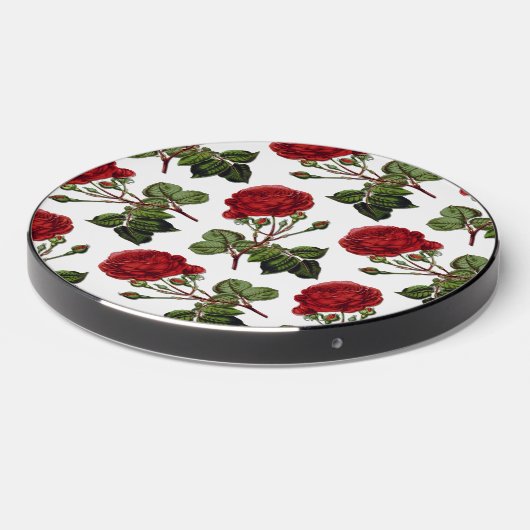 Red Long Stem Rose Pattern Wireless Charger (Front 2)