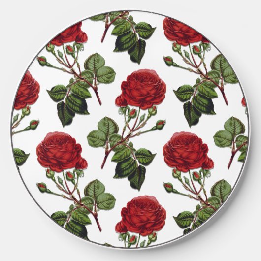 Red Long Stem Rose Pattern Wireless Charger (Front)