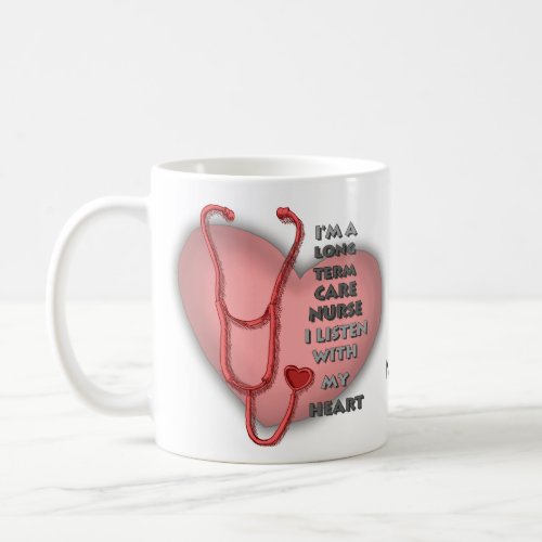 Red Long Term Care Nurse custom name Coffee Mug