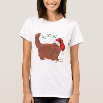 Red Longhair Persian Cat At Christmas T-shirt by MaggieRossCats at Zazzle