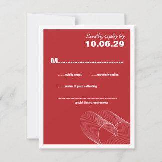 Red Loopy Love Lines Wedding RSVP Card