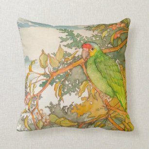Red Lored Amazon Parrot Throw Pillow