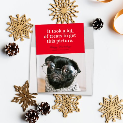 Red Lots of Treats Happy Howlidays Funny Pet Holiday Card