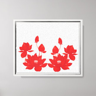 Red Lotus Feng Shui Art Canvas Print