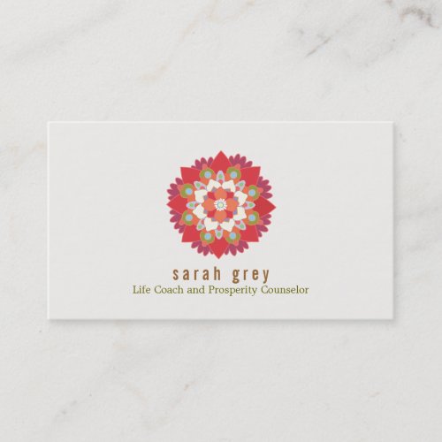 Red Lotus Flower Health &amp; Wellness Elegant Floral Business Cards