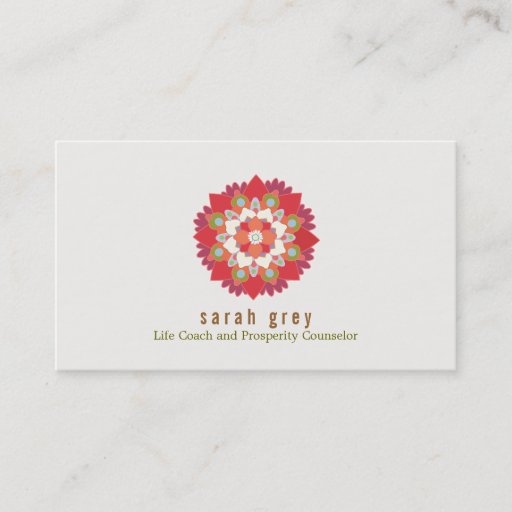 Customizable Red Lotus Flower Health &amp; Wellness Elegant Floral Business Cards