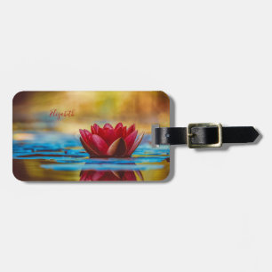 Red Lotus Flower Landscape, Zen  Luggage Tag