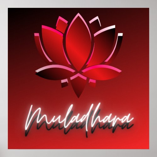 Red Lotus flower Muladhara Poster