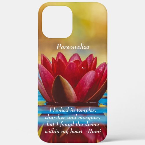 Red Lotus Flower on Blue Water Spiritual Quote iPhone 12 Pro Max Case