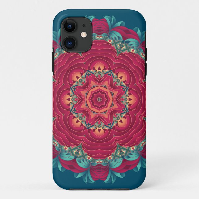 Red Lotus Mandala Case-Mate iPhone Case (Back)