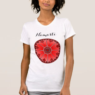 Red Lotus Mandala Namaste Typography Yoga Custom T-Shirt