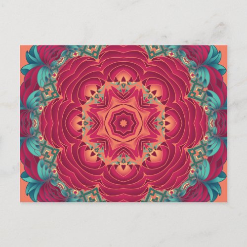 Red Lotus Mandala Postcard